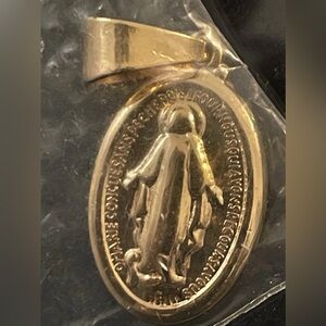 Virgin Mary Stainless Steel Pendant Jesus Christ Religious Faith 24 Inch Gold